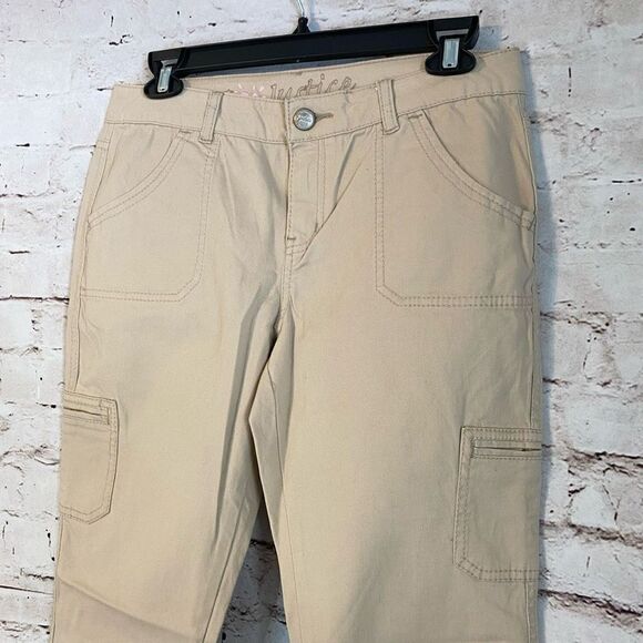 Justice Khaki Cargo Straight Leg Pants Chinos New NWT Juniors size 18 Women’s 30 - Picture 2 of 4
